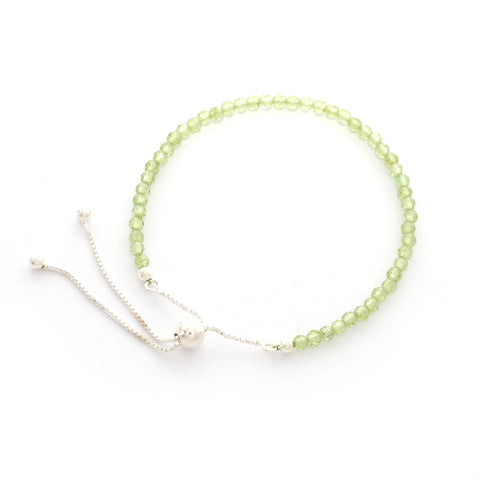 natural peridot round shape bolo bracelet