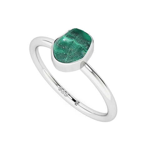 malachite rough shape stackable bezel-set ring