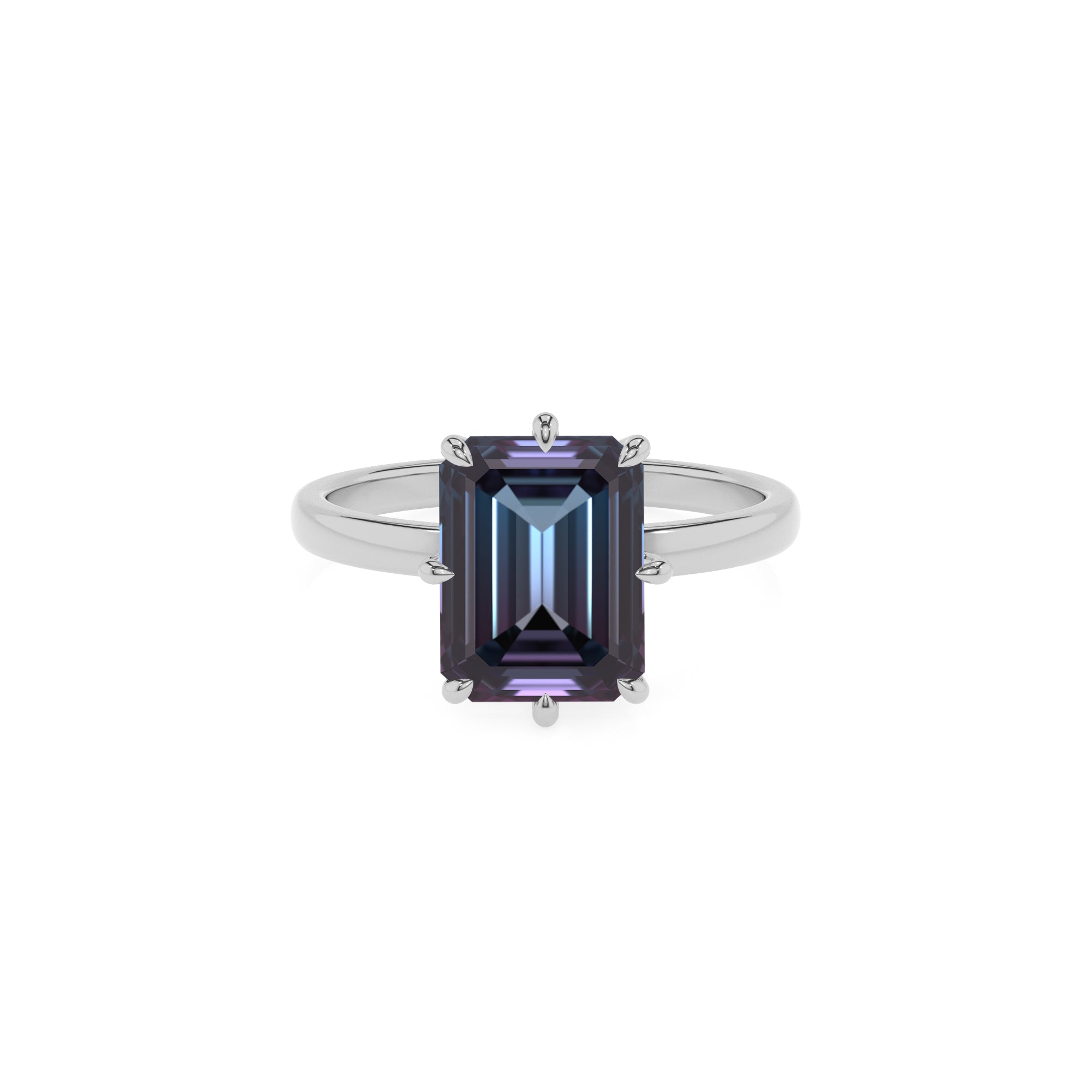 lab grown alexandrite emerald solitaire engagement ring