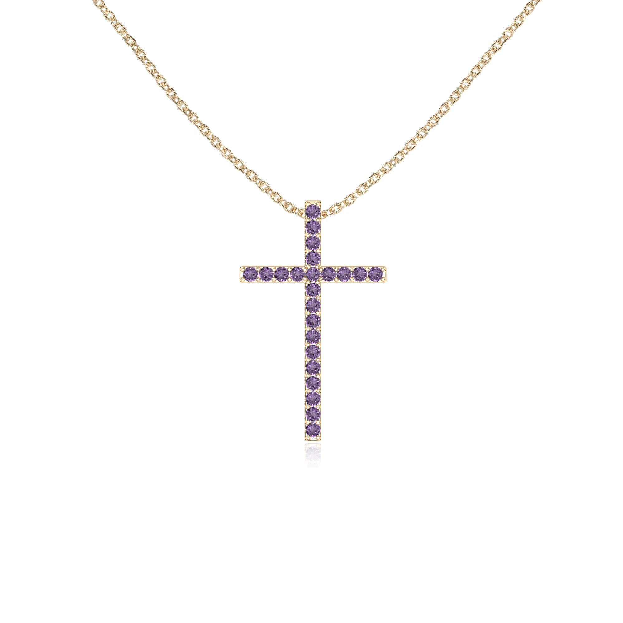 natural amethyst cross necklaces in yellow gold vermeil 