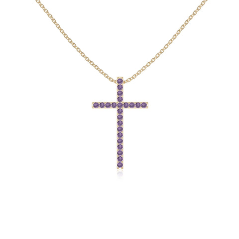 natural amethyst cross necklaces in yellow gold vermeil 
