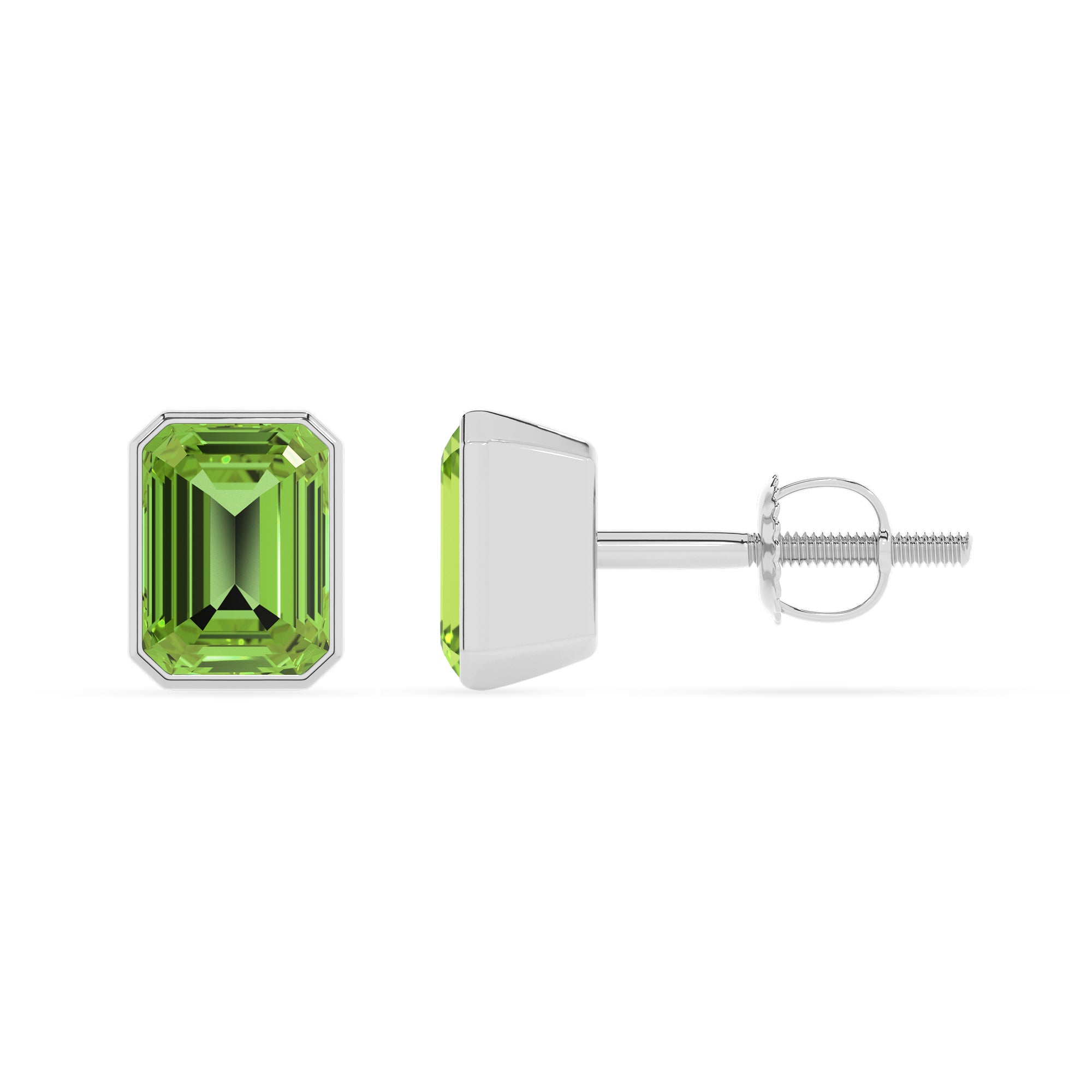 natural peridot emerald cut stud earrings 