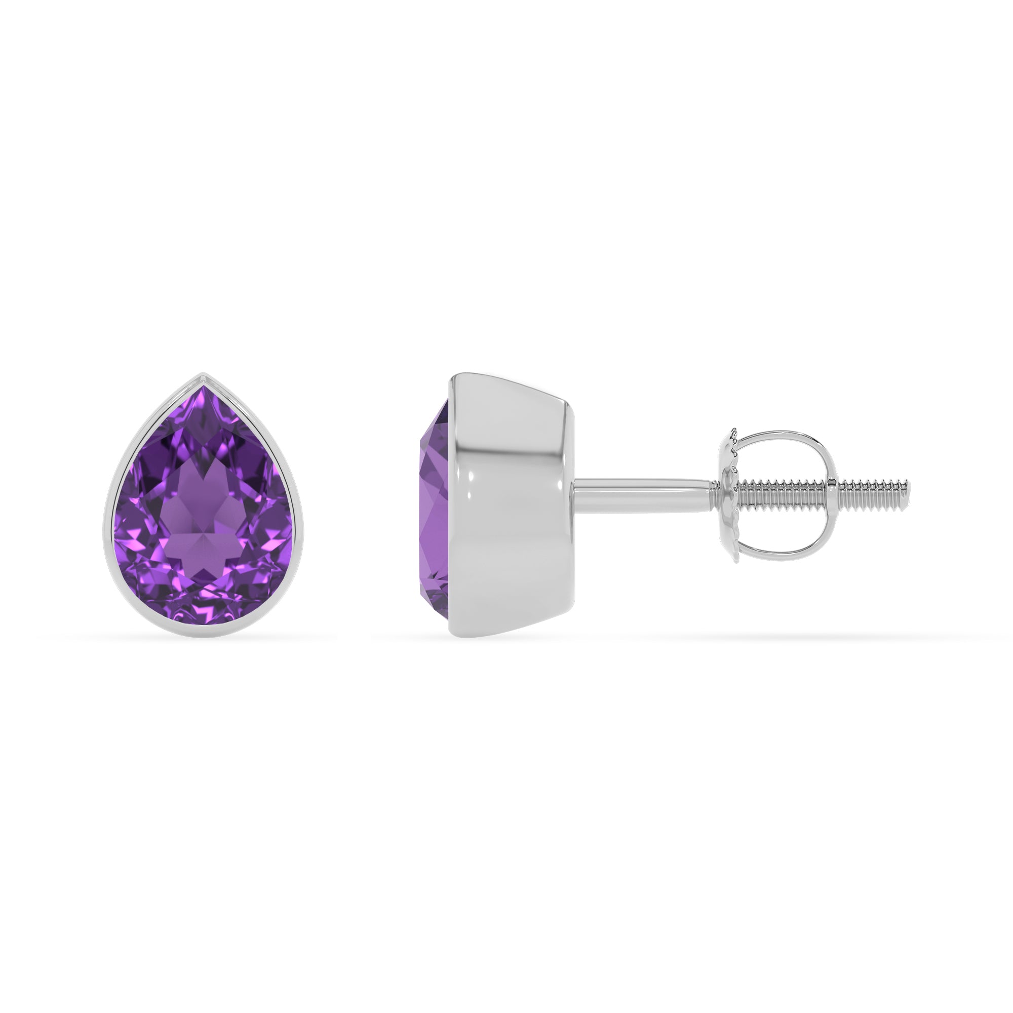 lab grown amethyst pear stud earrings 