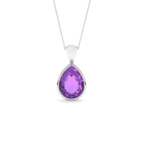 natural amethyst pear shape pendant necklace