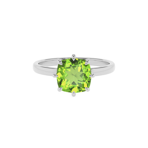 natural peridot cushion solitaire engagement ring