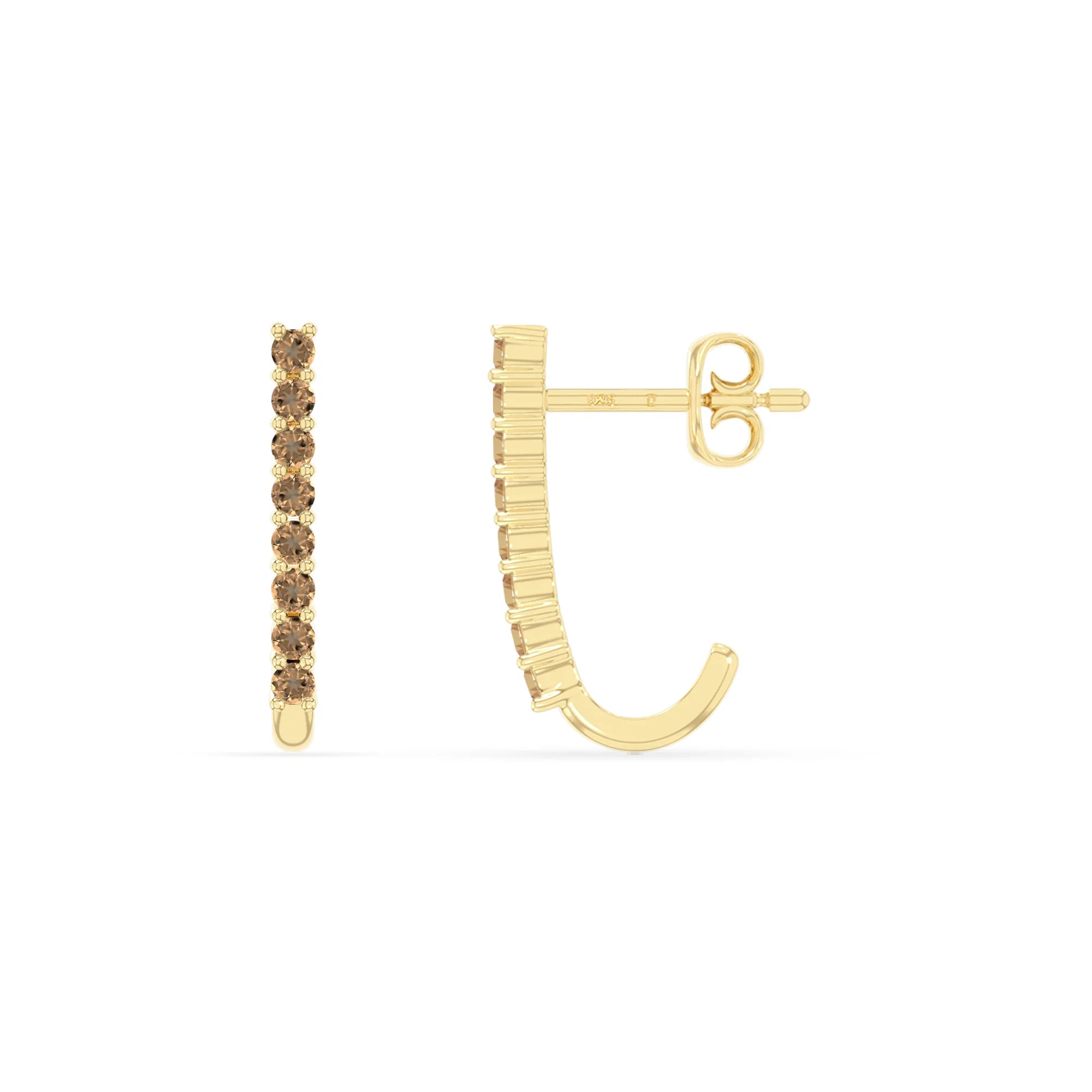 natural citrine hoop earrings in yellow gold vermeil 
