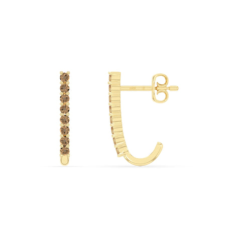 natural citrine hoop earrings in yellow gold vermeil 
