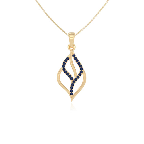 natural blue-sapphire leaf necklaces in yellow gold vermeil 