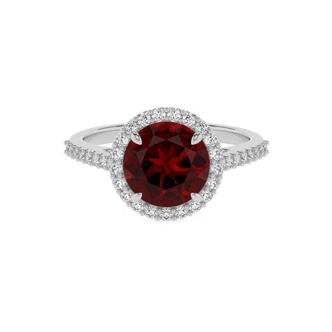 natural garnet round half eterity halo solitaire engagement ring