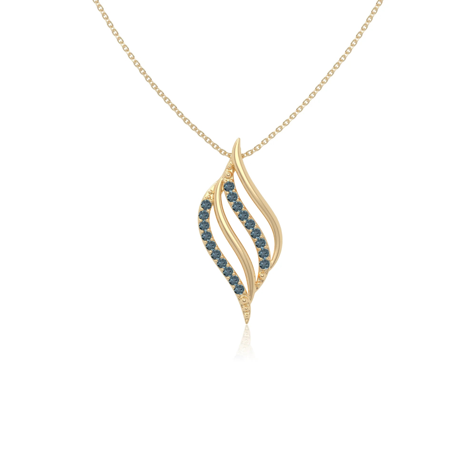 natural london-blue-topaz flame necklaces in yellow gold vermeil 