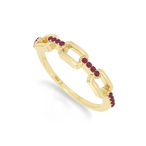 natural ruby interlocking wedding band rings in yellow gold vermeil