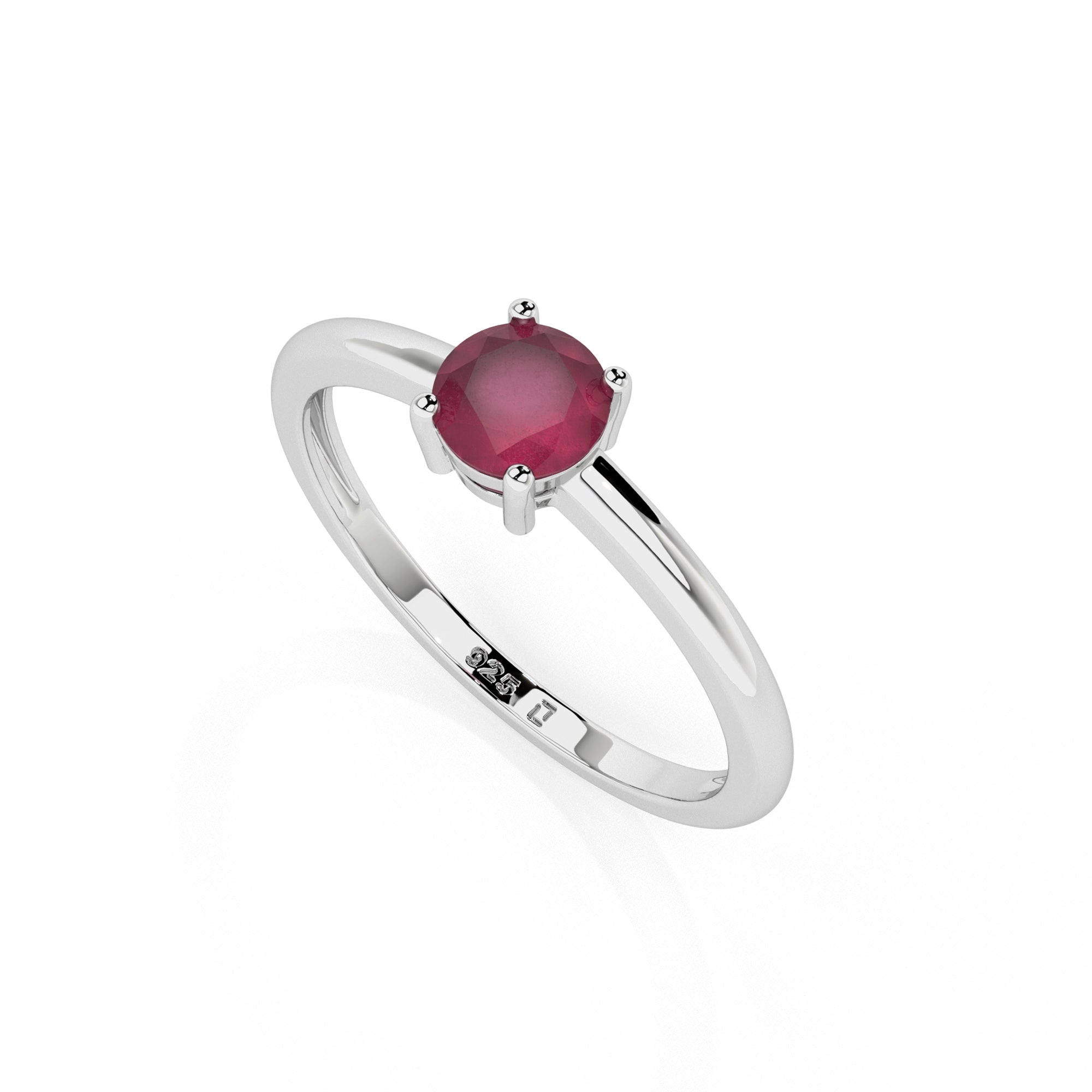 ruby round cut stackable prong-set ring