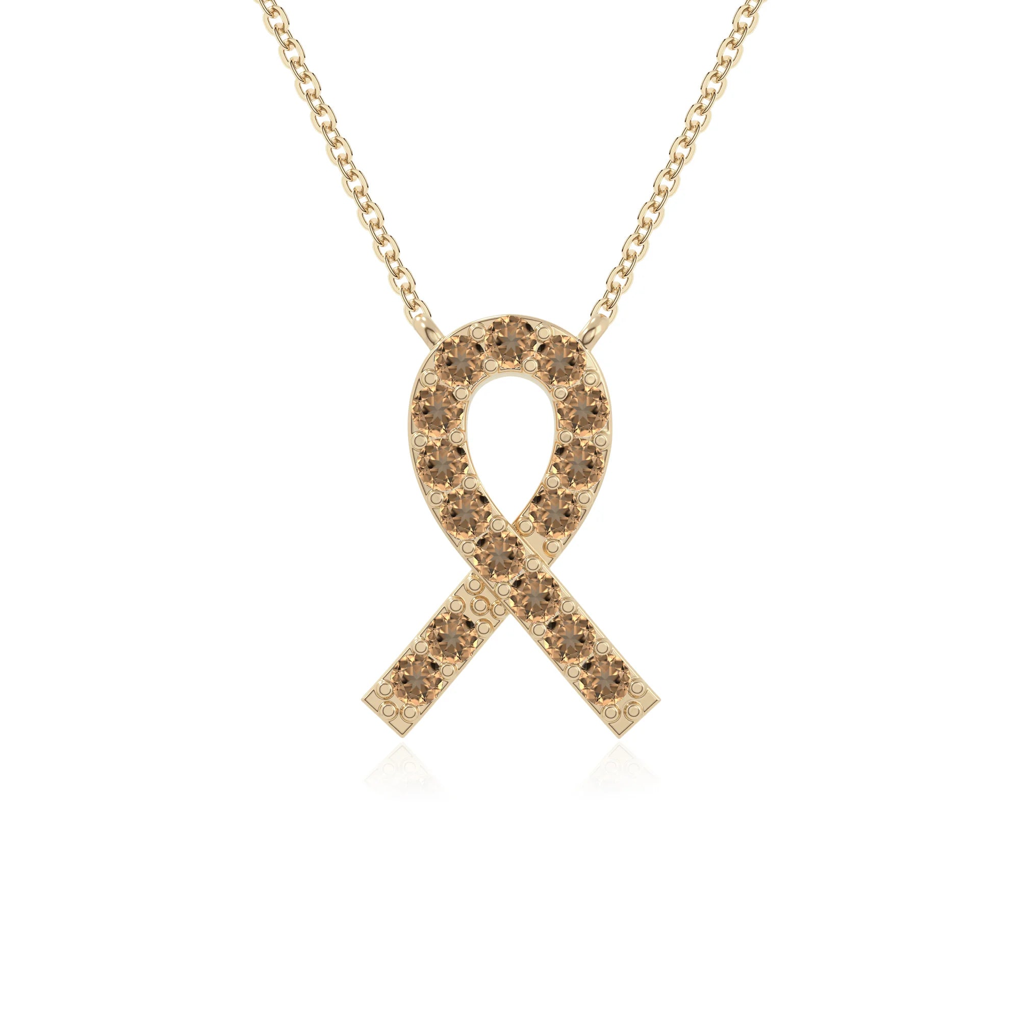 natural citrine cancer ribbon necklaces in yellow gold vermeil 