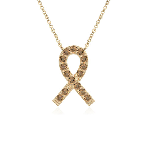 natural citrine cancer ribbon necklaces in yellow gold vermeil 