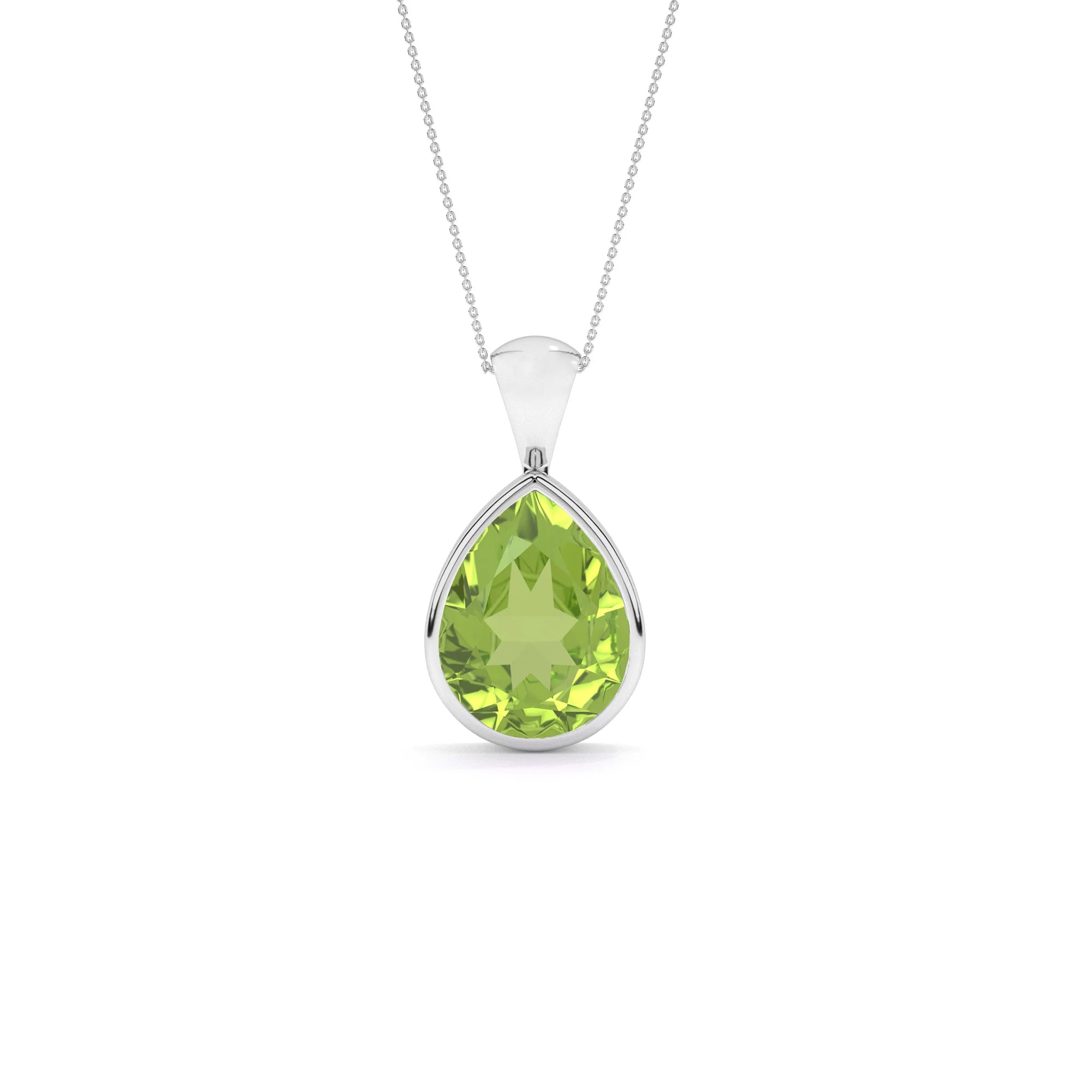 natural peridot pear shape pendant necklace