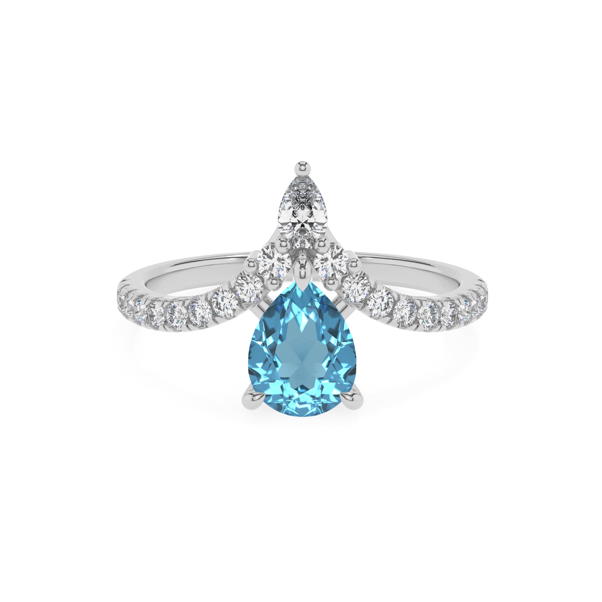 natural swiss blue topaz pear solitaire engagement ring