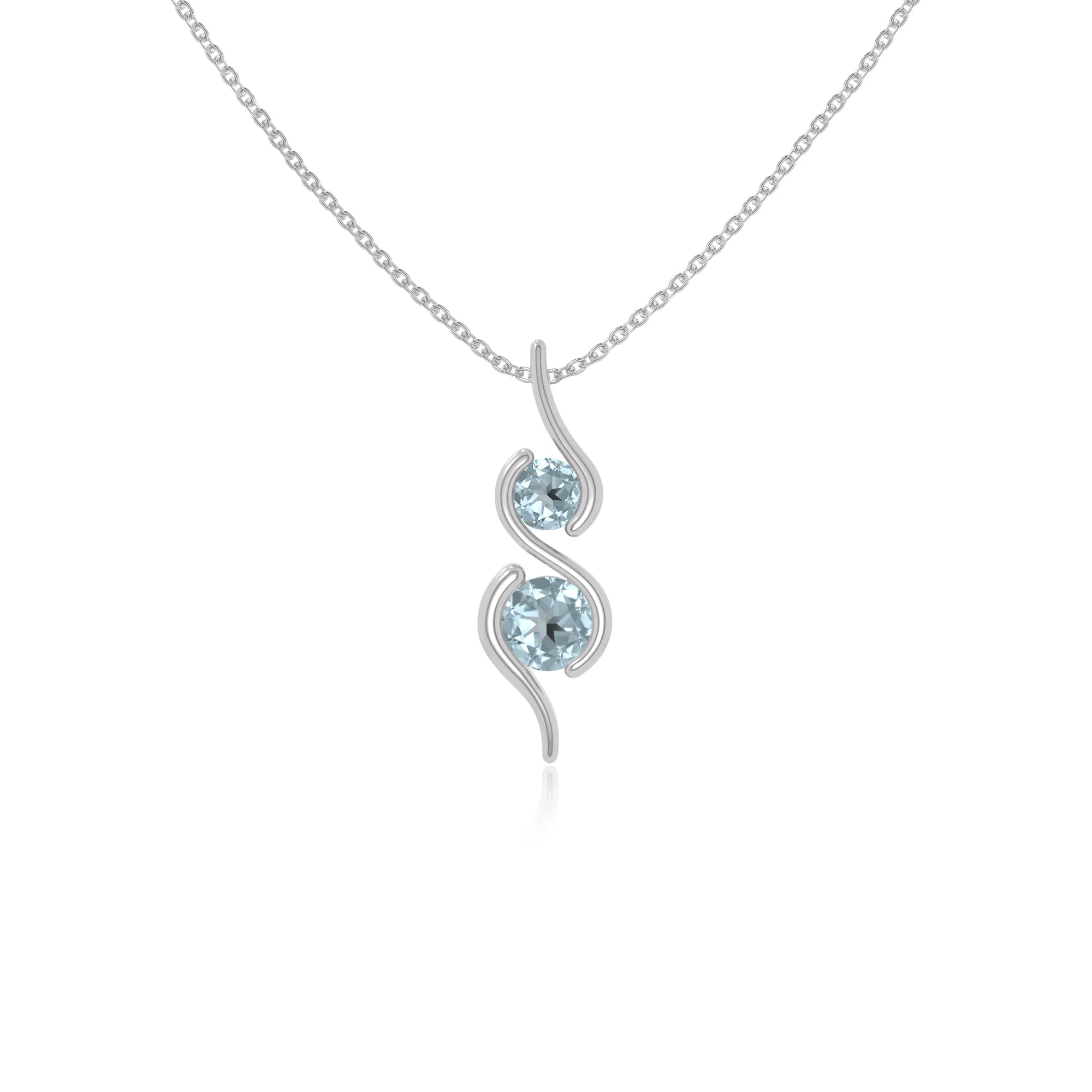 natural aquamarine 2 stone infinity necklaces in sterling silver 