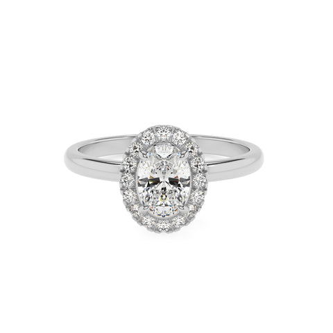 lab-grown moissanite oval halo solitaire engagement ring