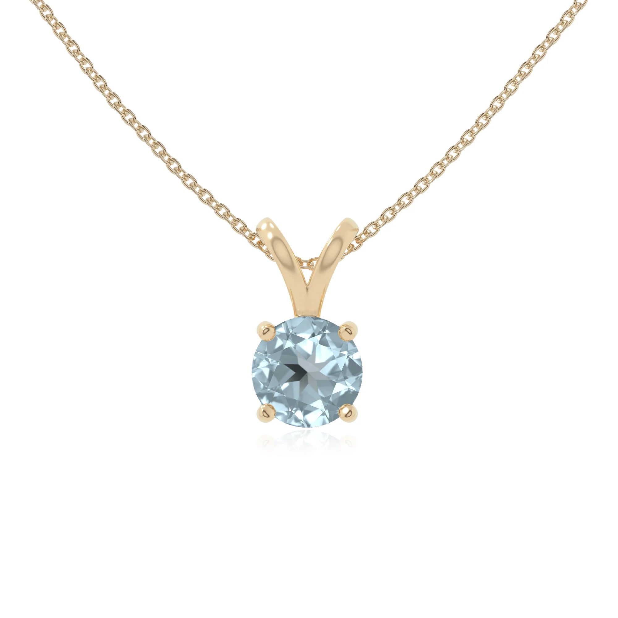 natural aquamarine v-bale solitaire necklaces in yellow gold vermeil 