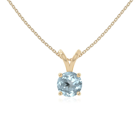 natural aquamarine v-bale solitaire necklaces in yellow gold vermeil 