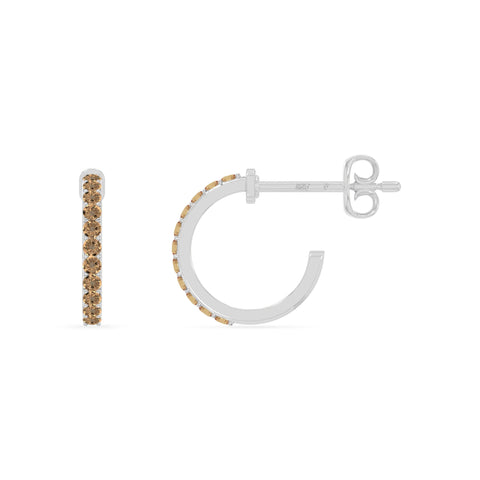 natural citrine hoop earrings in sterling silver 