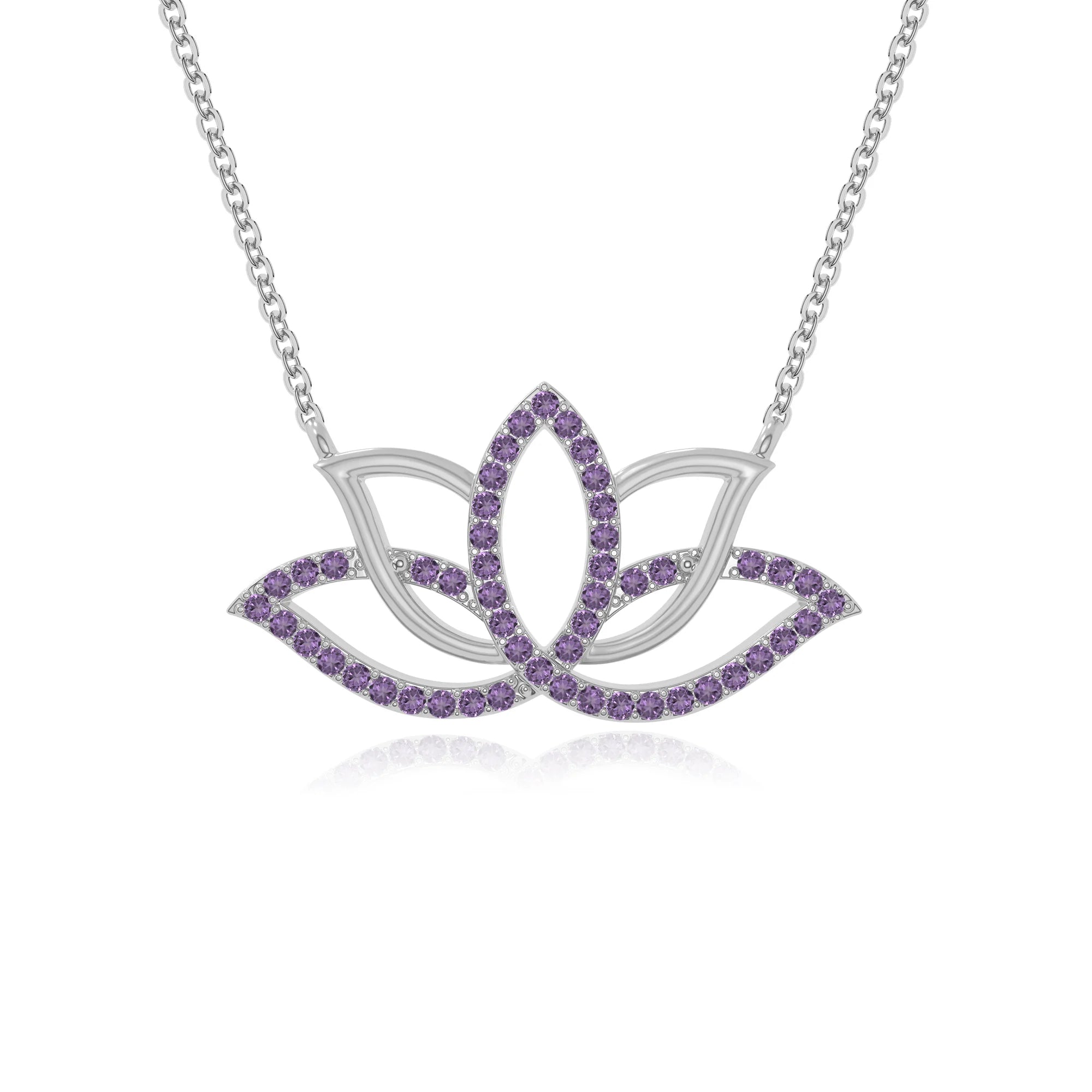 natural amethyst lotus flower necklaces in sterling silver 