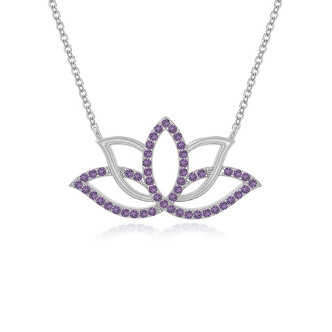 natural amethyst lotus flower necklaces in sterling silver 