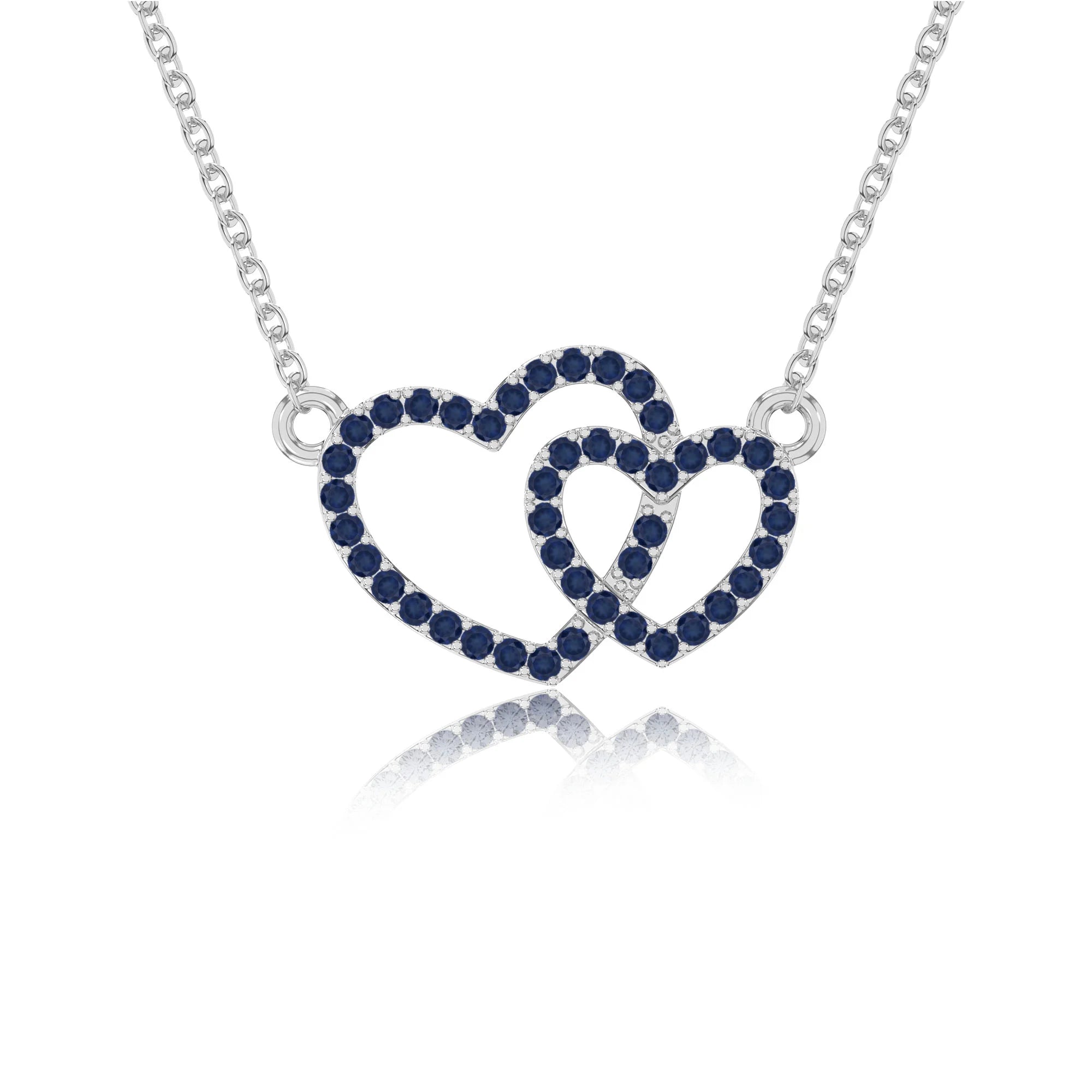 natural blue-sapphire heart in heart necklaces in sterling silver 