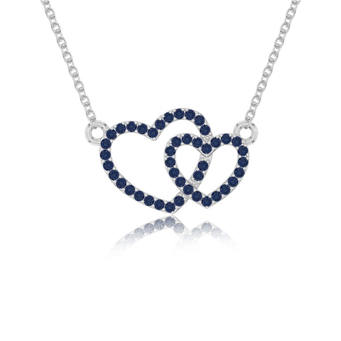 natural blue-sapphire heart in heart necklaces in sterling silver 