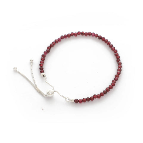 natural red-garnet round shape bolo bracelet