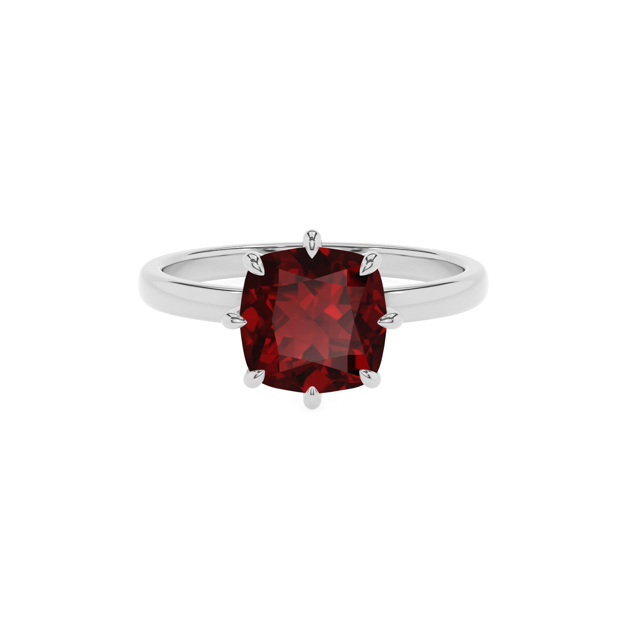 natural garnet cushion solitaire engagement ring