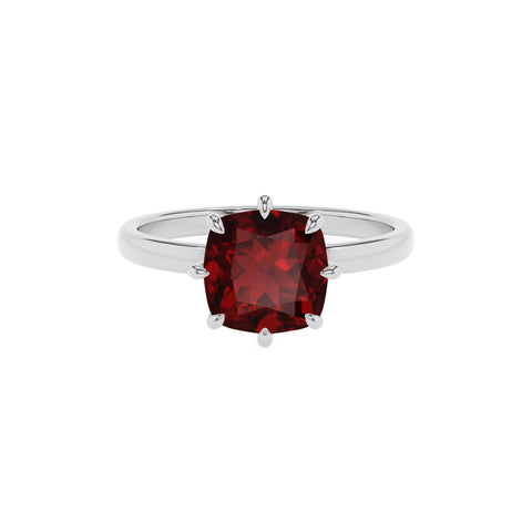 natural garnet cushion solitaire engagement ring