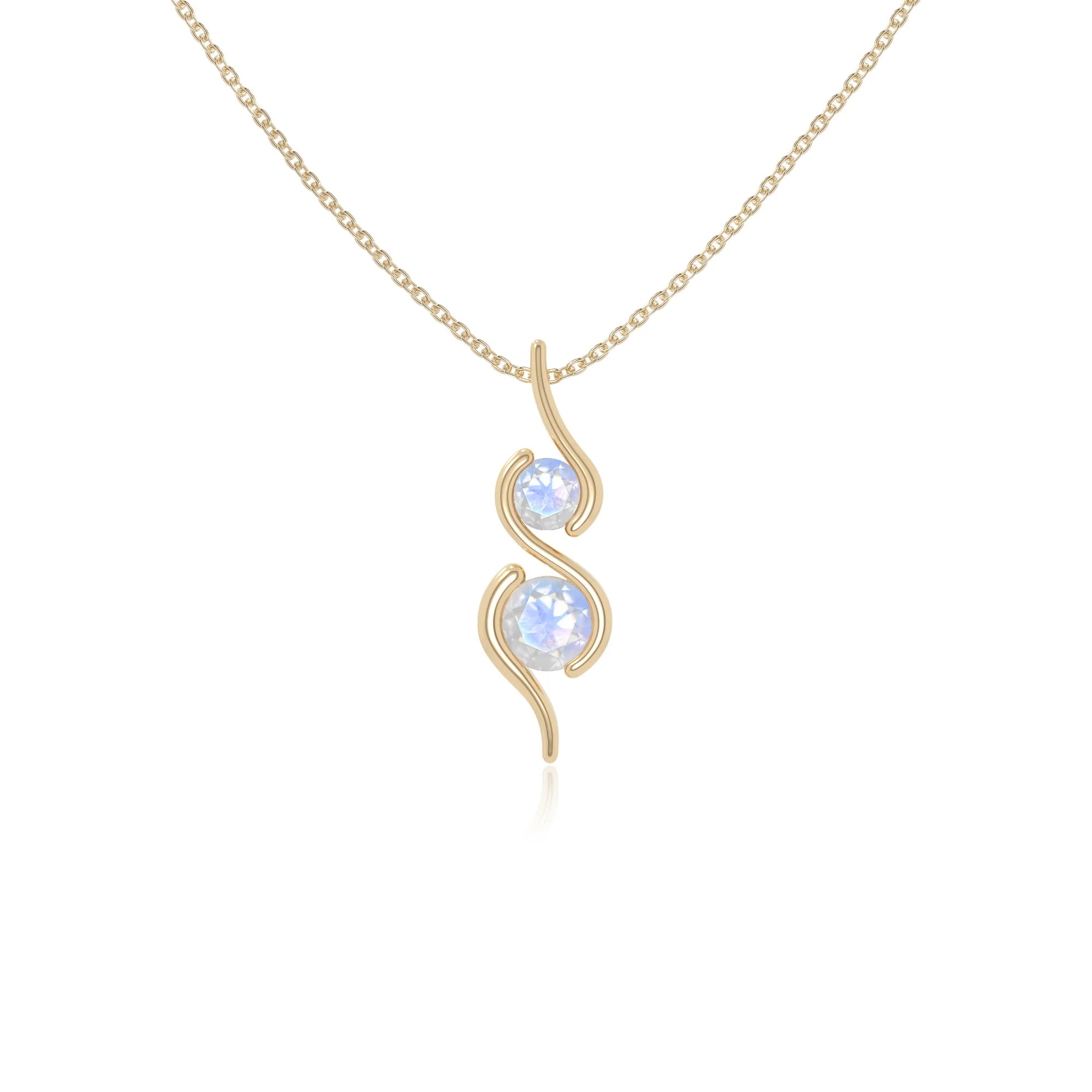 rainbow moonstone 2 stone infinity necklaces in yellow gold vermeil 