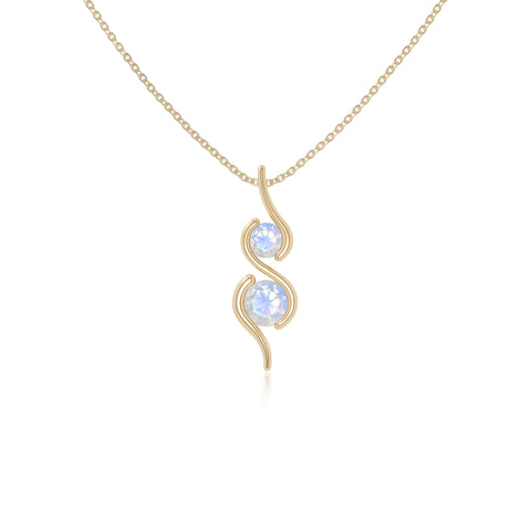 rainbow moonstone 2 stone infinity necklaces in yellow gold vermeil 