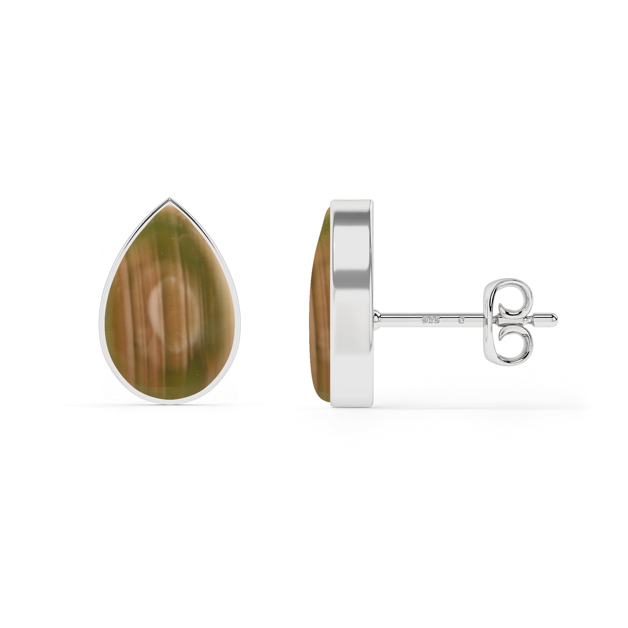 natural imperial jasper pear shape stud earrings