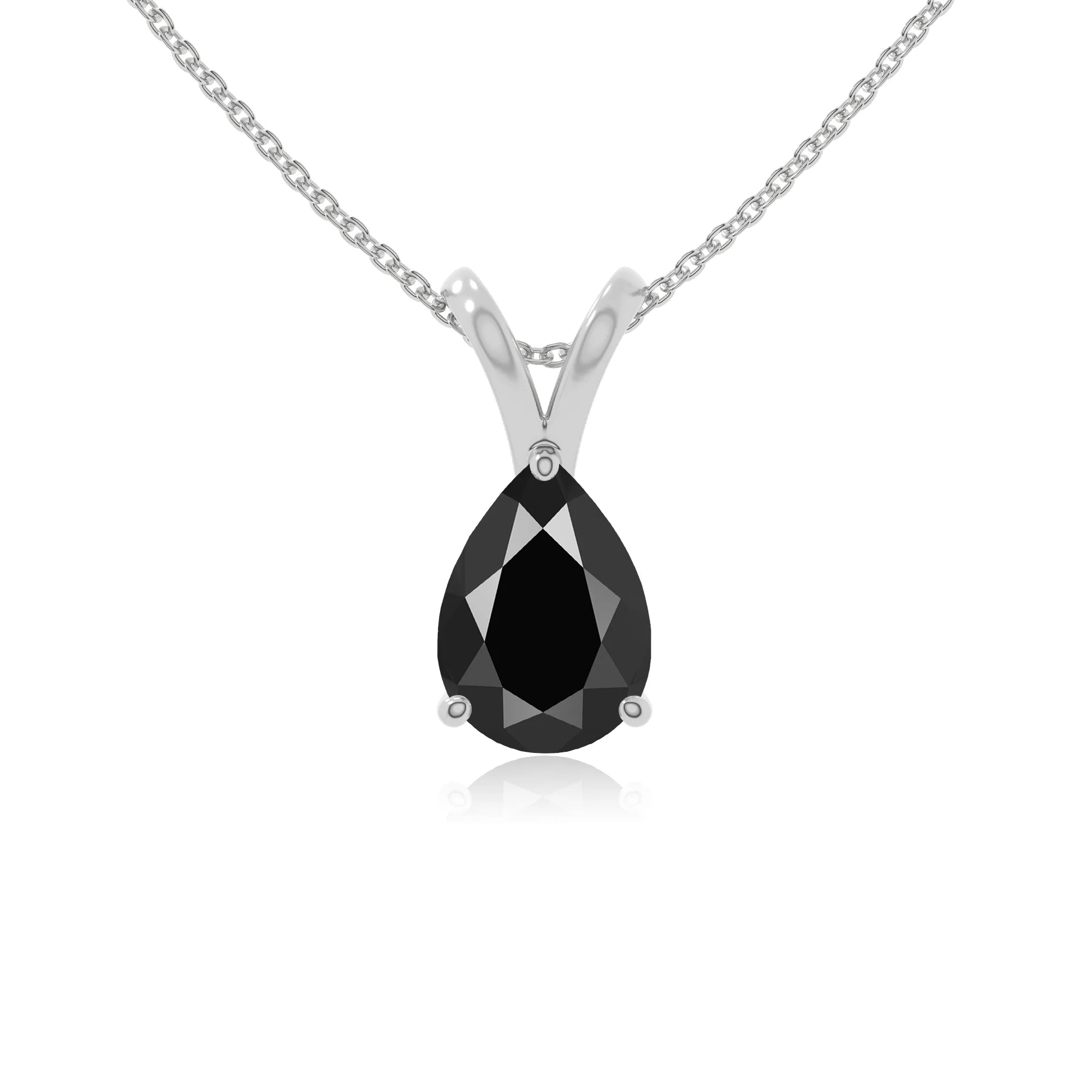 natural black-onyx v-bale solitaire necklaces in sterling silver 