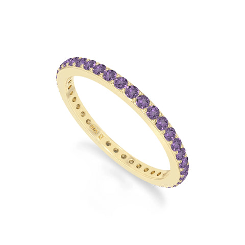 natural amethyst eternity band rings in yellow gold vermeil
