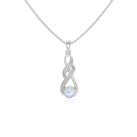 rainbow moonstone infinity necklaces in sterling silver 