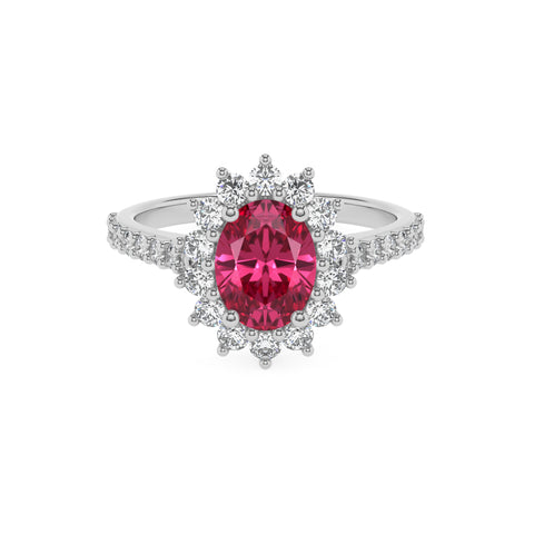 lab-grown pink-tourmaline oval half eterity halo solitaire engagement ring