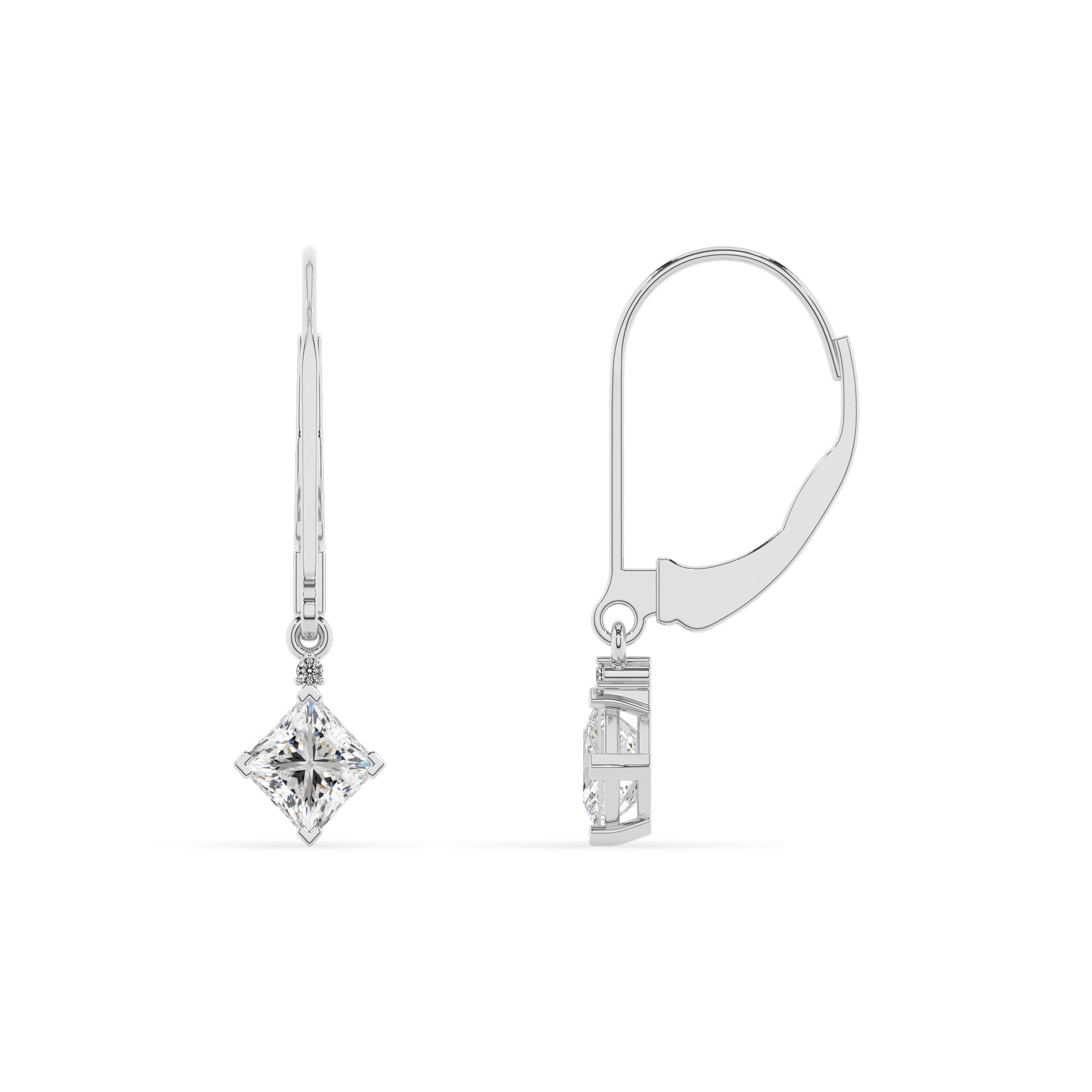 lab grown moissanite princess dangle earrings with moissanite 