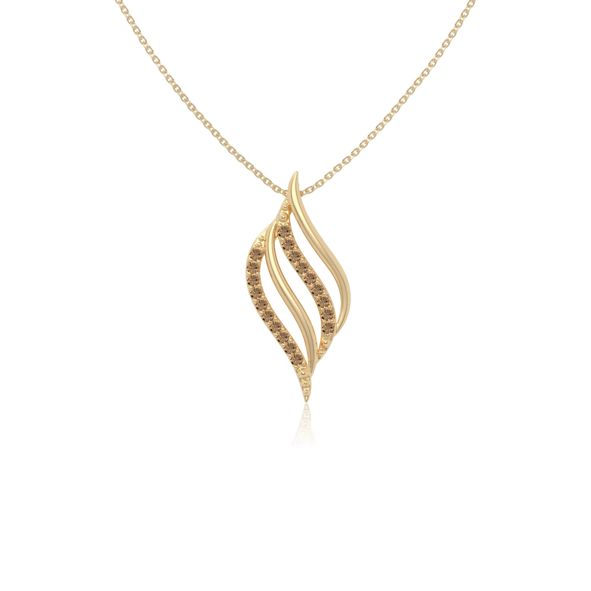 natural citrine flame necklaces in yellow gold vermeil 