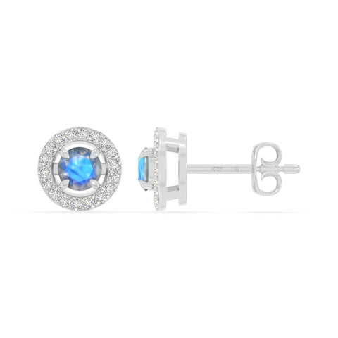 natural labradorite halo stud earrings in sterling silver 