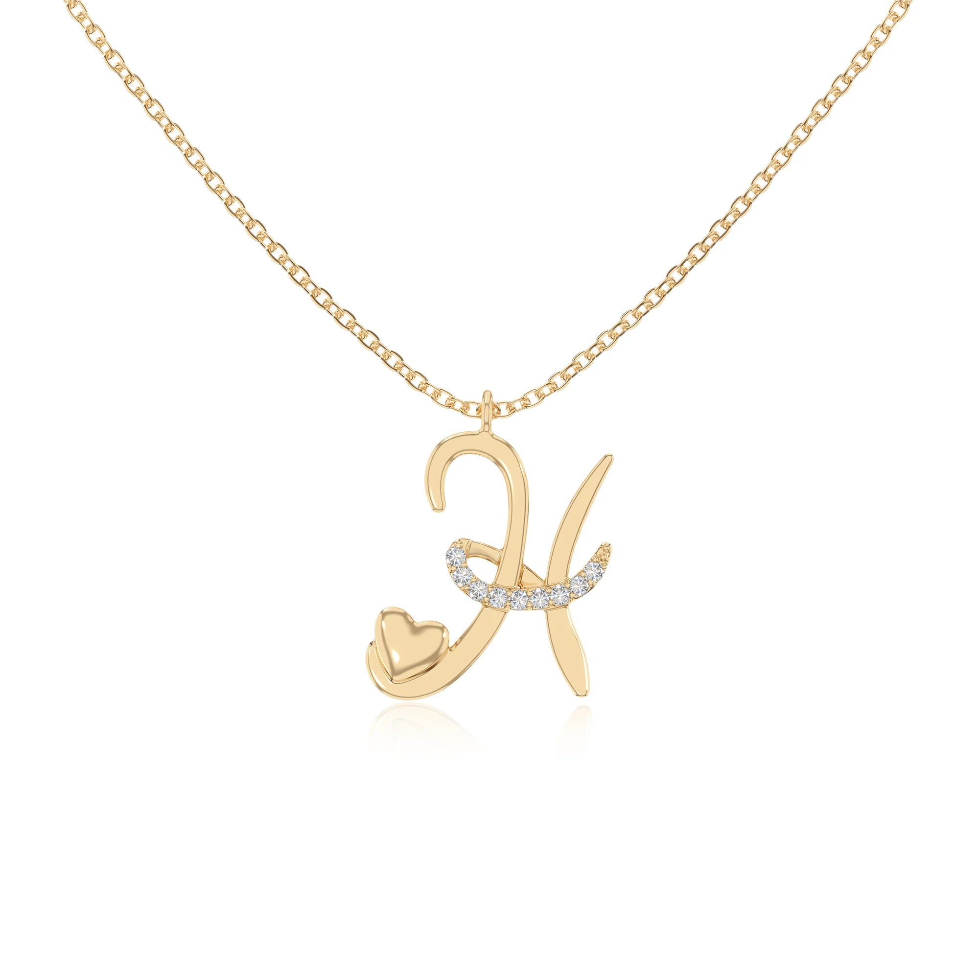 moissanite Initials necklaces in yellow gold vermeil 