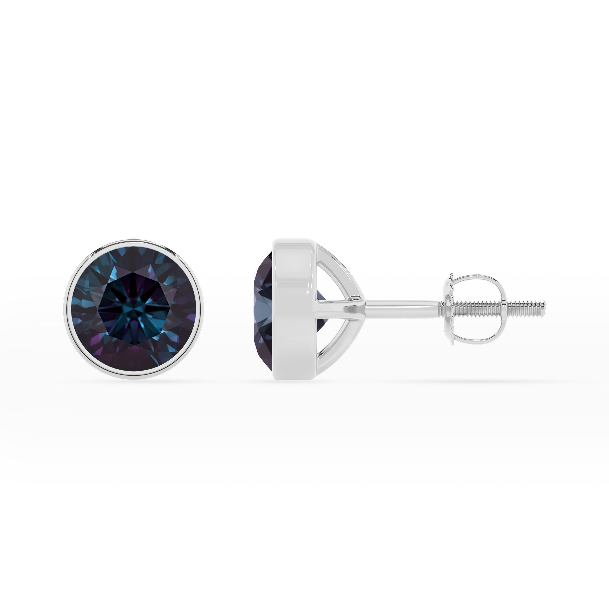 lab grown alexandrite round stud earrings 