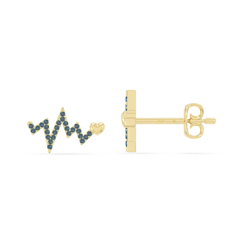 natural london-blue-topaz heartbeat stud earrings in yellow gold vermeil 