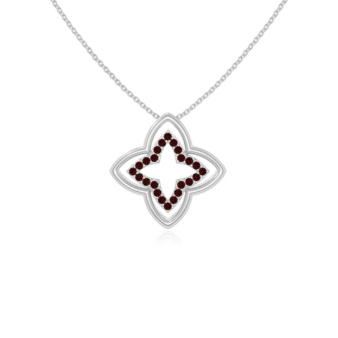 natural garnet 4 petal flower necklaces in sterling silver 