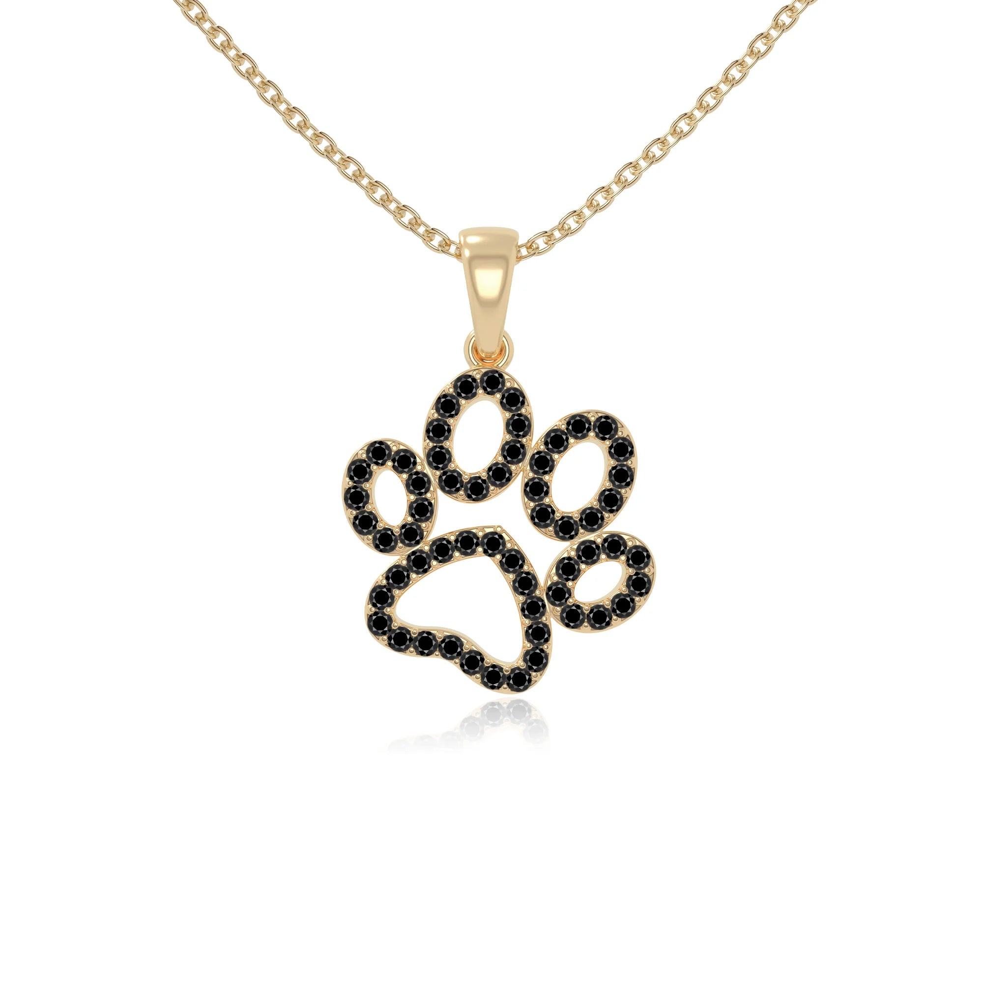 natural black onyx dog paw knot necklaces in yellow gold vermeil 