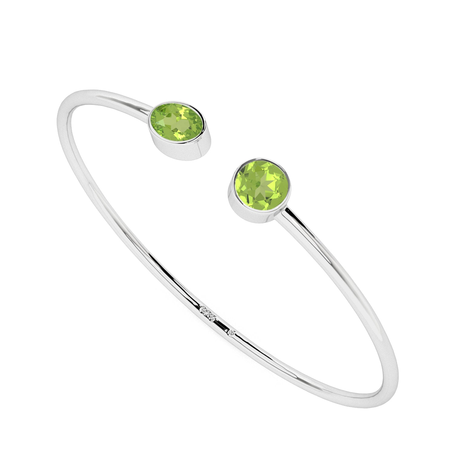 natural peridot round-oval shape 2-stone twister bracelet