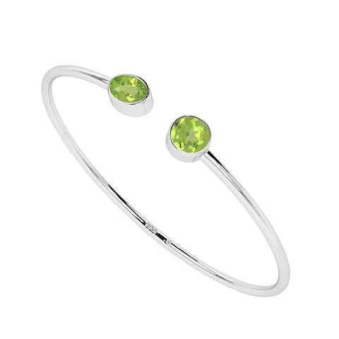 natural peridot round-oval shape 2-stone twister bracelet