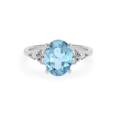 lab grown aquamarine oval solitaire engagement ring